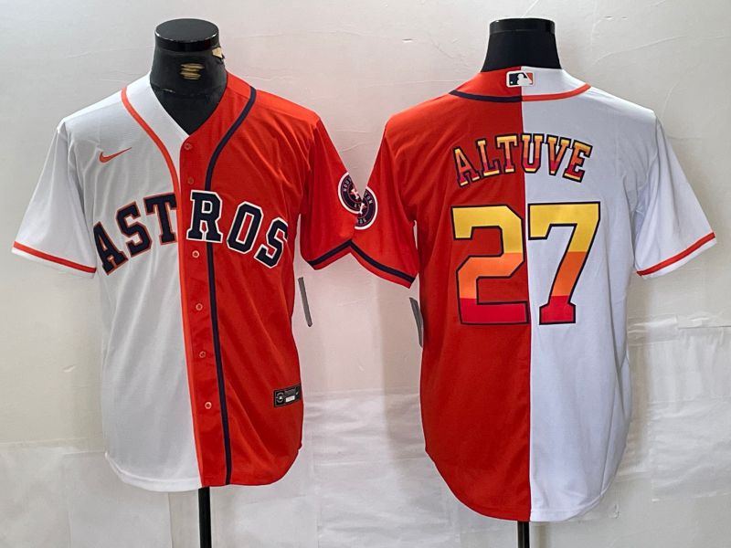 Men Houston Astros #27 Altuve White orange Nike 2024 MLB Jersey style 1->detroit tigers->MLB Jersey